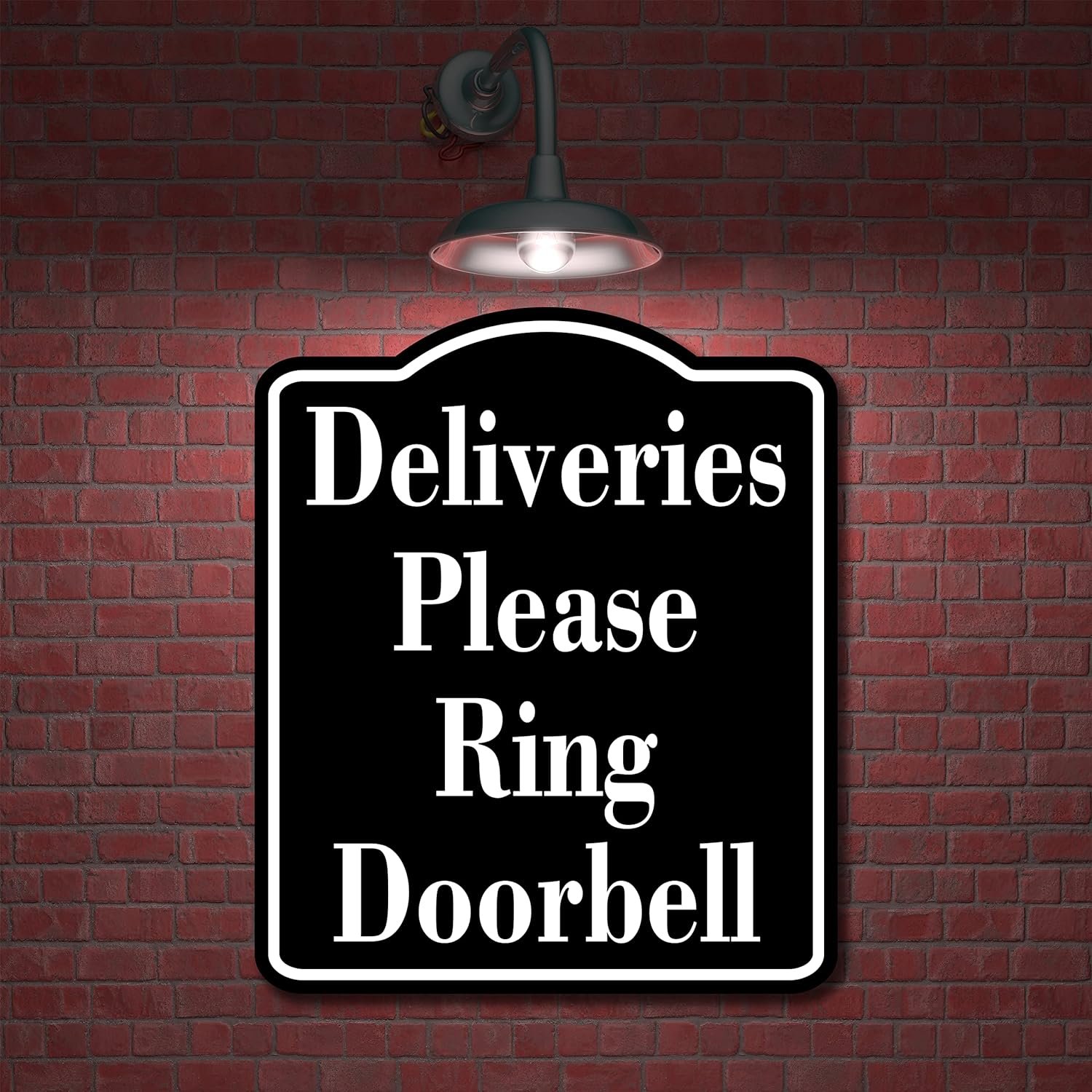 Cartello Ingresso DELIVERIES Please Ring Bell – Acrilico Impermeabile Argento Con Fori