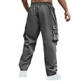 thumbnail image 5 of Stamzod Baggy Mens Sweatpants with Pockets Fashion Solid Color Summer Elastic Waist Cargo Pants Casual Loose Plus Size Workout Pants for Men Dark Gray M, 5 of 7
