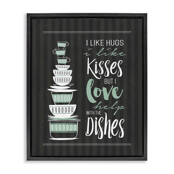 Love Help With Dishes Black Framed Floater Canvas Wall Art, design by Lettered and Lined