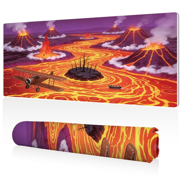 LIVEKEY Mouse Pad 80x40cm Extra Large Non Slip Stitched Durable Easy Clean Yellow Red Floral Wave Dots Pattern for Gaming Office