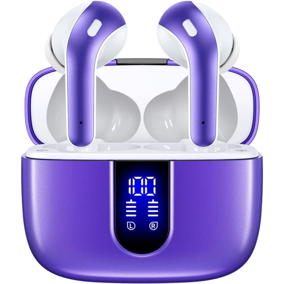 TAGRY Bluetooth Headphones True Wireless Earbuds 60H Playback LED Power Display Earphones with Wireless Charging Case IPX5 Waterproof in-Ear Ear buds with Mic for TV Smart Phone Laptop Computer Sport