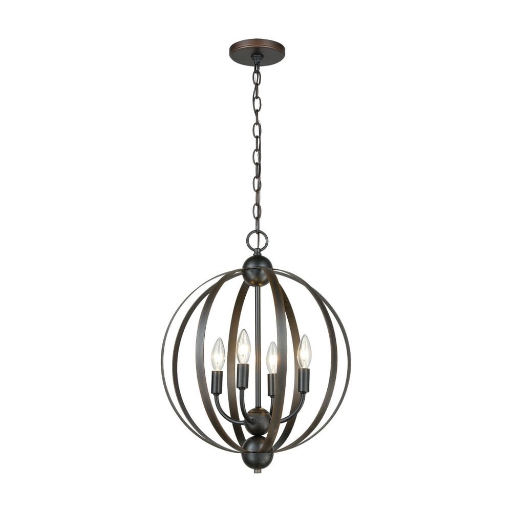 MidCentury Modern 4Light Oil Rubbed Bronze Finish Chandelier Made Of