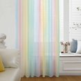 thumbnail image 6 of Colorful Striped Sheer Curtains 72 Inches Long, Farmhouse Vertical Striped Watercolor Light Filering Curtains, Breathable Simi Curtain Privacy Drapes for Living Room Bedroom Window Treatment, 6 of 9