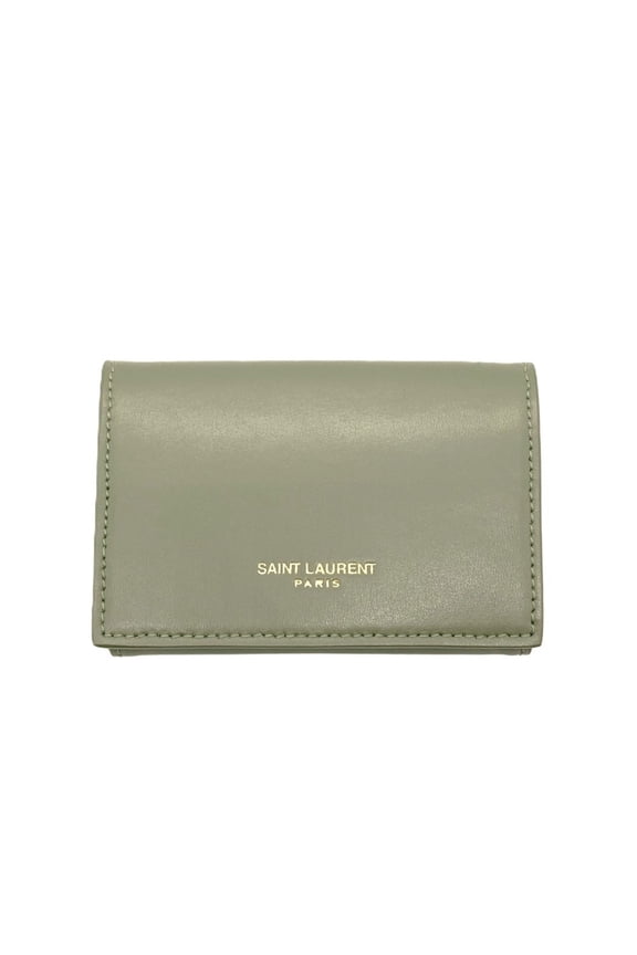 Pre-Owned Saint Laurent SAINT LAURENT Compact Wallet Tri-fold Leather 678272 Khaki (Good)
