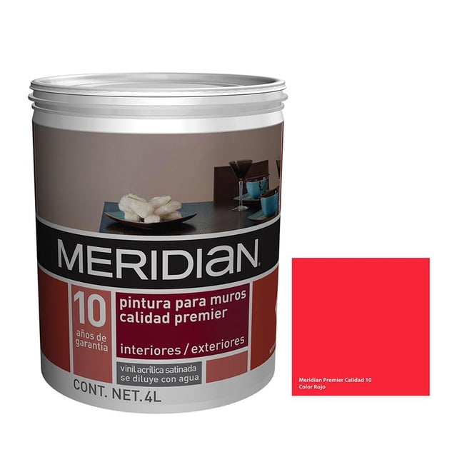 Pintura Meridian Premier 10 Años Rojo 4 Litros