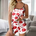 thumbnail image 2 of Yuanlong Womens Pajamas Set 2-Piece Spaghetti Strap Vest & Shorts Red Love Heart Print Nightwear Valentine Nights Comfortable Sleepwear, 2 of 4