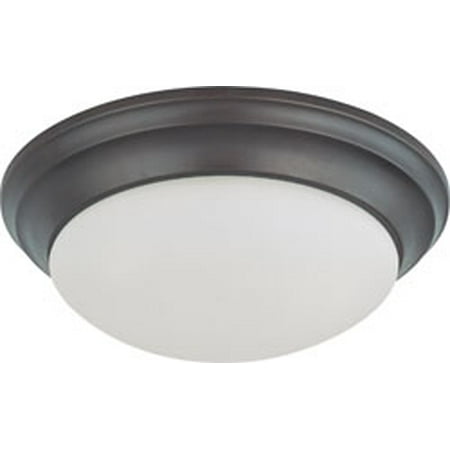 14 Inch 2 Light - Replacement for 60/3176 2 LIGHT 14 INCH FLUSH MOUNT TWIST AND LOCK WITH FROSTED WHITE GLASS MAHOGANY BRONZE TRANSITIONAL