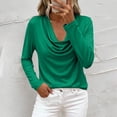 thumbnail image 5 of Womens Tops Trendy 2026 Cowl Neck Shirts Long Sleeve Teacher Clothes Office Business Dressy Casual Spring Outfits Green 2XL, 5 of 8