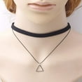 thumbnail image 5 of Black Velvet Choker Necklace for Women Layered Leather Necklace Geometric  Triangle Circle Pendant Necklace Fashion Jewelry, 5 of 6