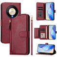 thumbnail image 5 of Funda para Honor X9b 5G con cremallera tipo cartera, tarjetero, marco de fotos, soporte y cordón, de piel sintética. rojo, 5 of 5