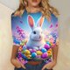 thumbnail image 1 of TaTaai Women's Easter Printed T Shirt 3/4 Sleeve Round Neck Casual Loose Fit Top Fashion Pullover Soft Comfortable Blouse for Spring Summer Daily Party Wear Gift, 1 of 5
