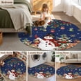 thumbnail image 5 of Round Rug 3.3Ft Washable Non-Slip, Blue Christmas Snowman Circle Area Rugs for Living Room Bedroom, Xmas Snowflake Elk Tree Balls Indoor Floor Mats Carpet Runner for Home Decor Aesthetic, 5 of 8