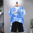 thumbnail image 2 of KPOPLK Boys Clothes Short Set 2 Piece Outfit Athletic T-Shirt and Quick Dry Shorts Kids Summer Clothing Set Size 15-16 Years,Blue, 2 of 5