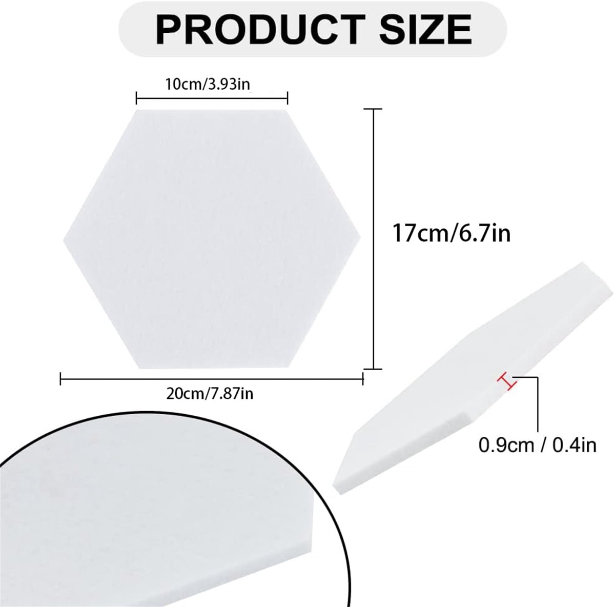 Bexikou 6 Pcs Hexagon Felt Board Tiles, Self Adhesive Wall Pin Bulletin Board with 200 Pcs Push Pins for Photos Memos Home Office Decor, White