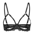 thumbnail image 4 of khonts Demi Cup Support Bras for Women Lace See Through Lingerie Push up Bra Underwire Hollow out Bralettes Black XL, 4 of 4