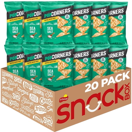 PopCorners No Artificial Colors or Flavors Sea Salt Popped Corn Chips Bag, 1 oz 20 Count Multipack