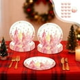 thumbnail image 4 of Pink Christmas Tree Disposable Tableware Set - 7-in/9-in Paper Plates, Cups & Tissues Snowflake Theme, Eco-Friendly Easy Clean-Up for Holiday Party Gatherings, 7.09"x7.09", 4 of 6