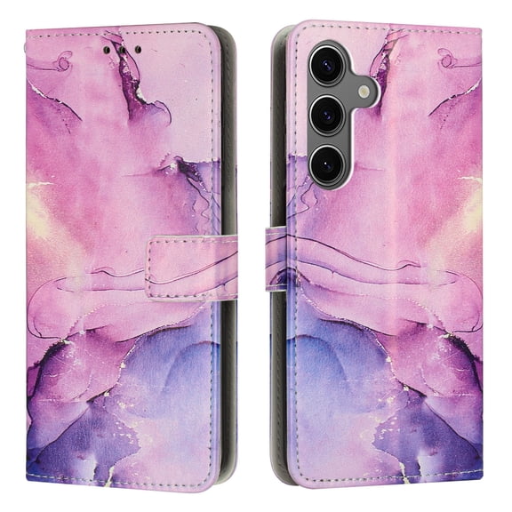 for Samsung Galaxy A36 5G Wallet Case for Women Girls, Marble Pattern PU Leather Flip Cover with Card Holder Kickstand Strap, Shockproof Protective Phone Case for Samsung Galaxy A36 5G, Purple