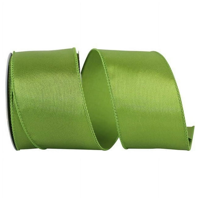 Reliant Ribbon 92575W-043-40F 2.5 in. Satin Value Wired Edge Ribbon, Moss - 10 Yards