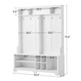 thumbnail image 5 of White Hall Tree Entryway Bench with Coat Rack and Shoe Cubbies for Organized Storage in Entryway or Bedroom, 59.8" W x 15.8" D x 76.8" H, Multifunctional Design, Easy Assembly, 5 of 9