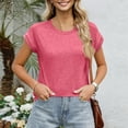 thumbnail image 4 of Cap Sleeve Top Womens Loose Fit Comfort Crewneck Casual T-Shirt for Summer Pink S, 4 of 5