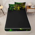 thumbnail image 4 of Erosebridal Lime Neon Hex Zipper Queen Comforter Set with Fitted Sheet and 2 Pillowcases,Green Yellow Polygon Zipper Bedding Set For Boys,Black Reversible,4 Pieces, 4 of 7