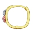 thumbnail image 3 of Wellingsale Ladies 14k Tri 3 Color Gold Polished 4mm Flower CZ Hoop Huggies Earrings (12 x 12 mm), 3 of 7