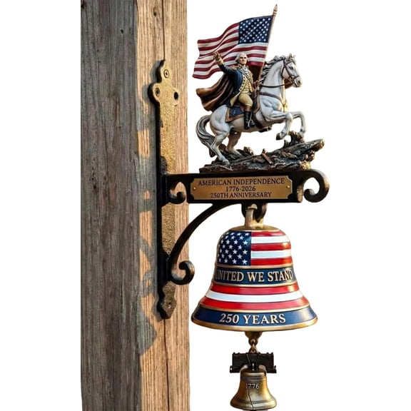 Independence Day Patriotic Liberty Bell Wall Decor, 250th Anniversary, George Washington & US Flag Ornament for Home, Porch & Garden (1Pcs)