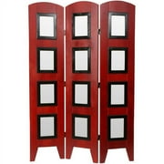 Oriental Furniture 4 1/ 2 Ft Tall Photo Shoji Screen, photo display, timeline, unique, album, rosewood color, 12"W x 55"H, 3 panel