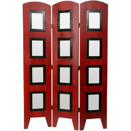 Oriental Furniture 4 1/ 2 Ft Tall Photo Shoji Screen, photo display, timeline, unique, album, rosewood color, 12"W x 55"H, 3 panel