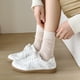 thumbnail image 3 of Xiao Hua 3 pares de calcetines ligeros informales de tubo medio para mujer, calcetines para mujer, calcetines de color crema para mujer, tallas 6-11, blancos, 3 of 4