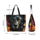 thumbnail image 5 of Fotbe Colorful Floral Black Dog Bolsa Tote Estética de Lona con Estampado para Mujer - Bolsa Reutilizable de Hombro Casual para Vacaciones, Compras, Trabajo y Gimnasio, 5 of 8