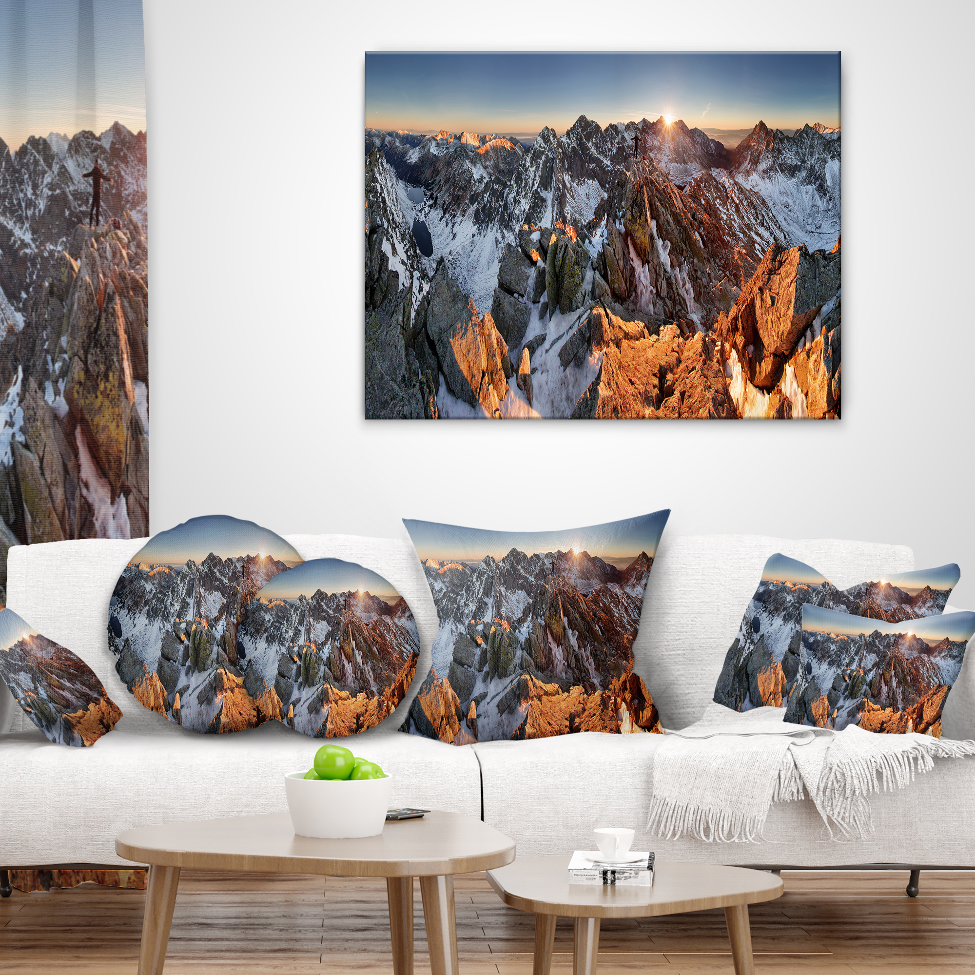 Designart Scenery of High Mountain with Lake - Landscape Printed Throw Pillow - 16x16