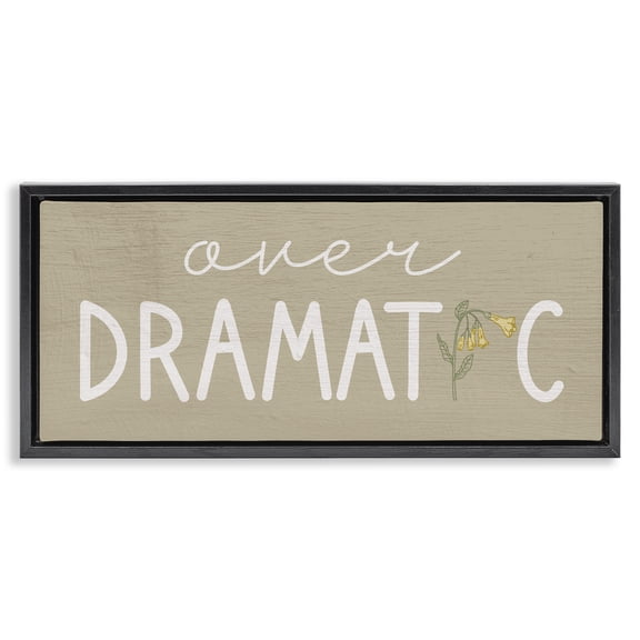 Stupell Industries Over Dramatic with Floral Black Framed Floater Canvas Wall Art design by Lil' Rue, 11 x 25