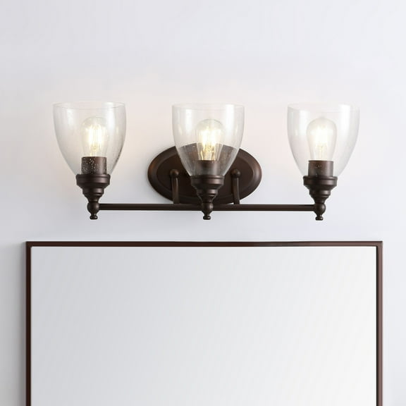JONATHAN Y Marais 22.5" 3-Light Metal/Glass LED Vanity, Oil Rubbed Bronze