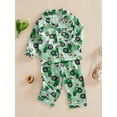 thumbnail image 3 of Suealasg Little Girl Christmas Pajama Outfits 1T 2T 3T 4T Kids Girl Fall Loungewear Snowflake Tree Print Long Sleeve Button-Down Shirt Tops+Pants Toddler Girl Christmas 2Pcs Sleepwear Set, 3 of 7