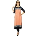 thumbnail image 1 of Phagun Kurti Ethnique de Designer Bollywood Pêche Kurta Tunique Décontractée pour Femmes Robe-6, 1 of 2