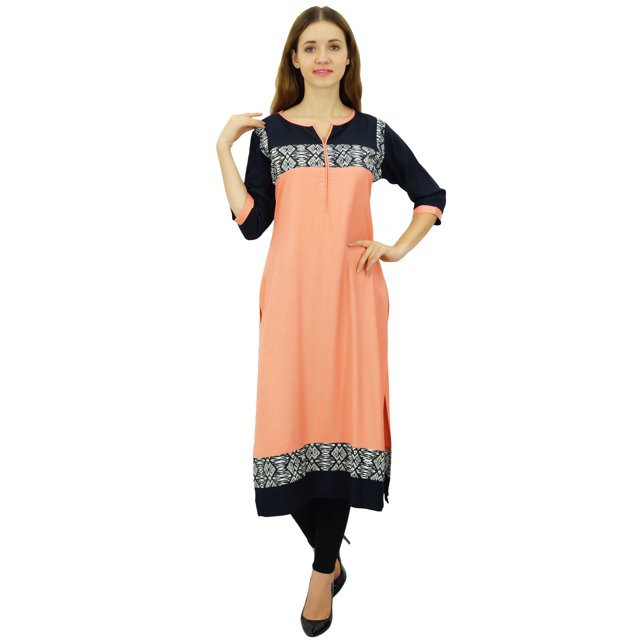 Phagun Kurti Ethnique de Designer Bollywood Pêche Kurta Tunique Décontractée pour Femmes Robe-6