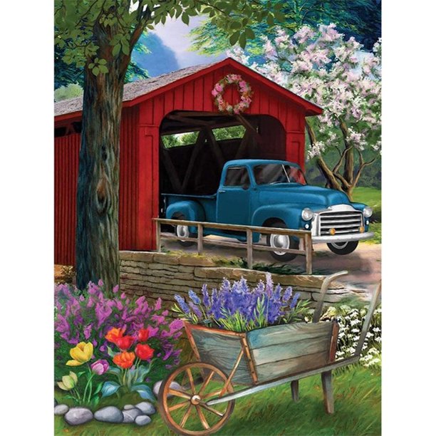 5D DIY Diamante Pintura Granja Coche Completo Taladro Redondo Mosaico Rhinestone Imagen Hogar Hugtrwg Para estrenar