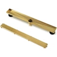 thumbnail image 5 of Brushed Brass 24-Inch Linear Shower Drain- with 2-in-1 Flat & Tile Insert Cover, 304 Stainless Steel Rectangle Shower Floor Drain,Floor Shower Drain, 5 of 7