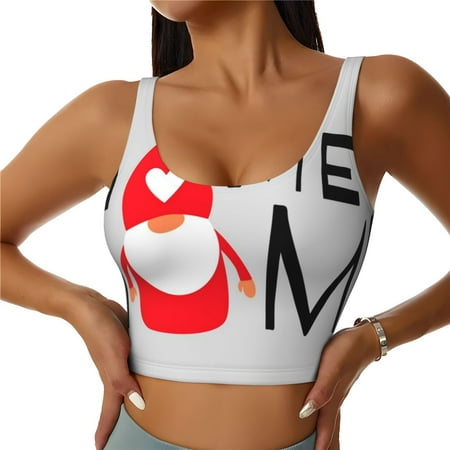 Jgfou Gnome Home With A Cute Gnome Print Womens Sports Bra - Padded Workout Sports Bras Crop Tank Top