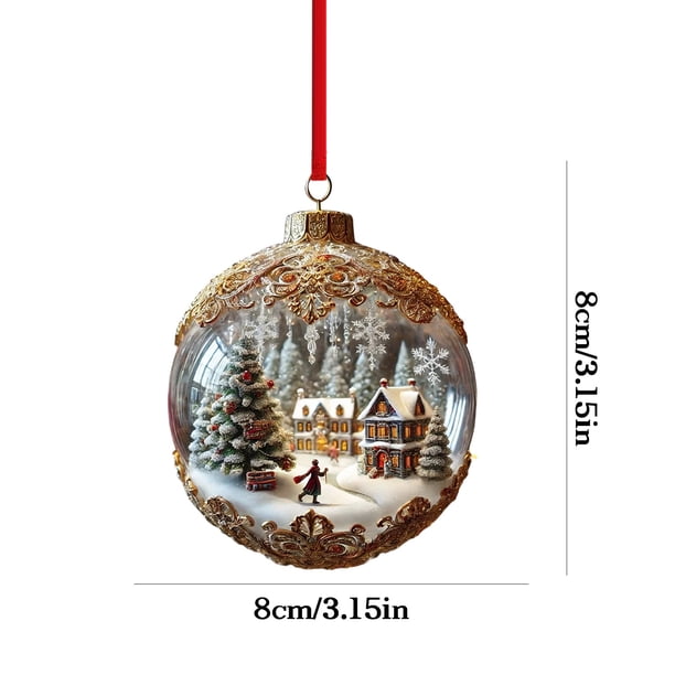 Yhmxh Bola de Navidad 2D, colgante plano de acrílico, decoración para árbol de Navidad, accesorios para decoración navideña.