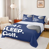 Castle Fairy Boys Girls Eat Sleep Golf 4pcs Bed Sheets,Ball Gamer King Sheets,Sport Theme Super Cozy Sheet Set,Lightweight Room Decor