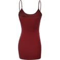 thumbnail image 4 of RT1002 Ladies Adjustable Spaghetti Strap Basic Long Cami Tank Top Burgundy S, 4 of 5