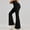 Black, variant on HongQid Women's Fake Two Solid Color Yoga Pants High Waisted Modern Tight Fitting Bag Hip Casual Plastic Flared Pants Long Pants