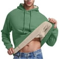 thumbnail image 2 of GERsome Men's Sherpa Hoodie Pullover Winter Thick Warm Fleece Lined Hoodies Athletic Sweatshirts with Kangaroo Pouch Pocket S-3XL, Green/S, 2 of 8