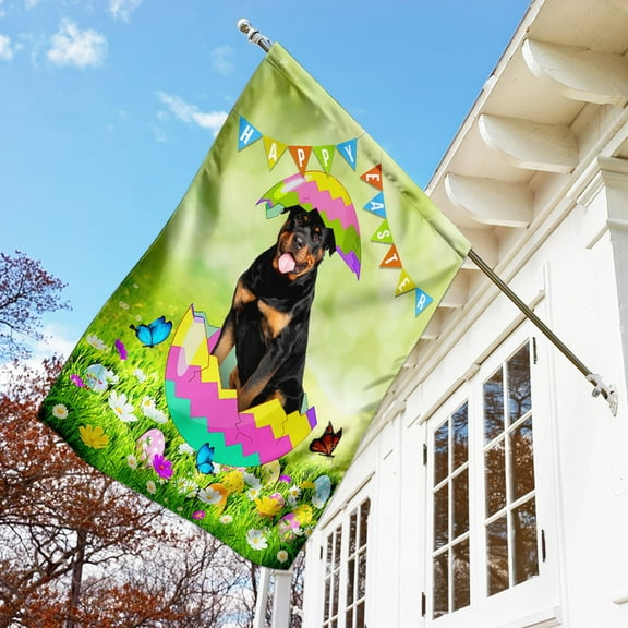 FLAGWIX Rottweiler Easter Egg Flag, Outdoor Easter Decoration - House Flag (29.5" x 39.5")