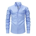 thumbnail image 2 of UVEASISHA Men's Slim Fit Dress Shirt Long Sleeve Striped Business Shirts Regular Fit Casual Button Down Shirt Formal Wedding Shirts Light Blue M, 2 of 4