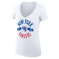 thumbnail image 2 of Women's G-III 4Her by Carl Banks White New York Rangers Super-Slim Fit Lightweight City Graphic V-Neck T-Shirt, 2 of 3