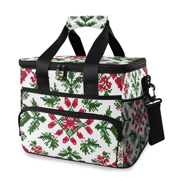 Christmas Theme Pattern Pixel Portable Cooler Lunch Box Reusable Insulated Lunch Bag Leakproof 15L
